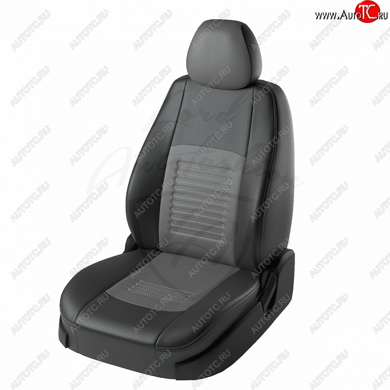 9 449 р. Чехлы для сидений Lord Autofashion Турин (экокожа) KIA Cerato 4 BD дорестайлинг седан (2018-2021) (Черный, вставка серая)  с доставкой в г. Майкоп