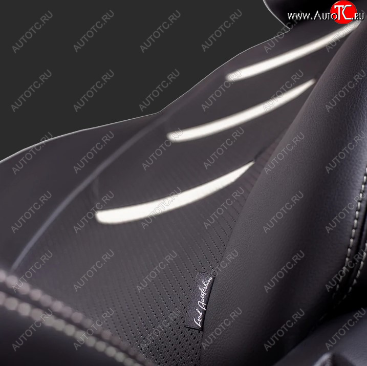 7 799 р. Чехлы для сидений Lord Autofashion Турин 2 (экокожа, спинка 40/60, 3 П-образных подголовника)  KIA Cerato  4 BD (2018-2025) дорестайлинг седан, дорестайлинг, хэтчбэк, рестайлинг седан (Черный, вставка черная/белая, строчка белая)  с доставкой в г. Майкоп