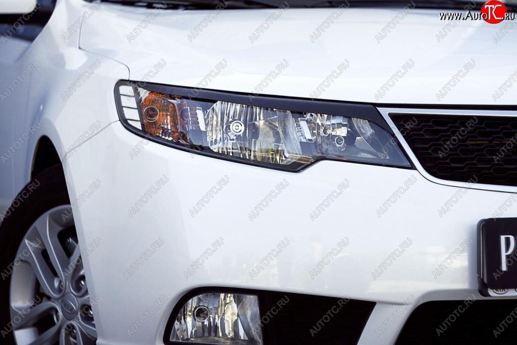 729 р. Реснички на фары RA  KIA Cerato  2 TD (2008-2013) седан (Поверхность глянец (под окраску), Неокрашенные)  с доставкой в г. Майкоп