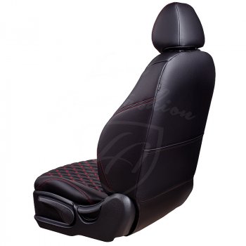 19 649 р. Чехлы для сидений (комплектация Comfort) Lord Autofashion Байрон (экокожа) KIA Cerato 2 TD седан (2008-2013) (Черный, вставка черная, строчка красная)  с доставкой в г. Майкоп. Увеличить фотографию 2