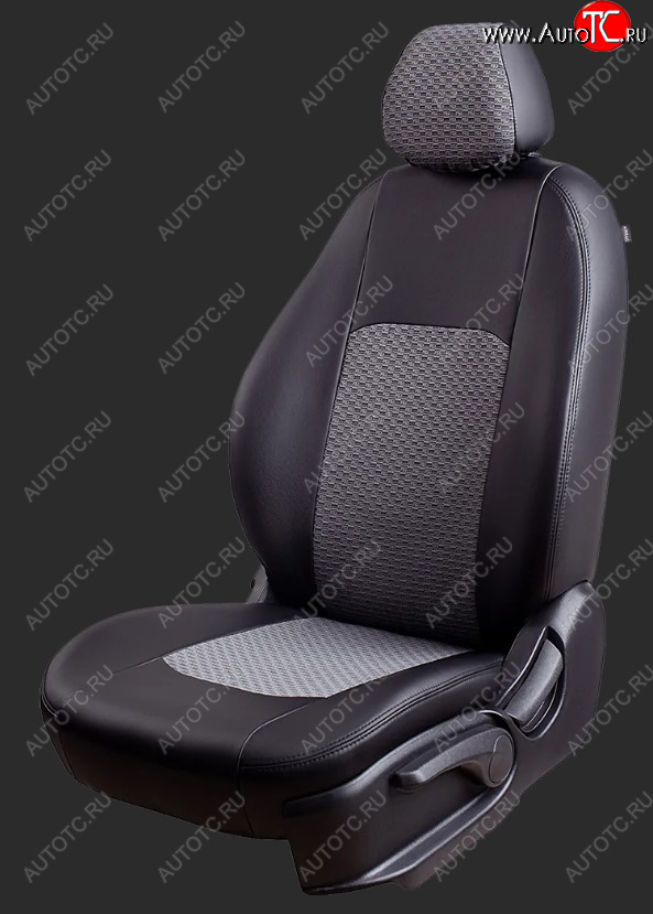 5 499 р. Чехлы для сидений Lord Autofashion Турин (экокожа/жаккард, спинка 40/60, 2 Г-образных подголовника) KIA Cerato 2 TD седан (2008-2013) (Черный, вставка Черный Тропик)  с доставкой в г. Майкоп