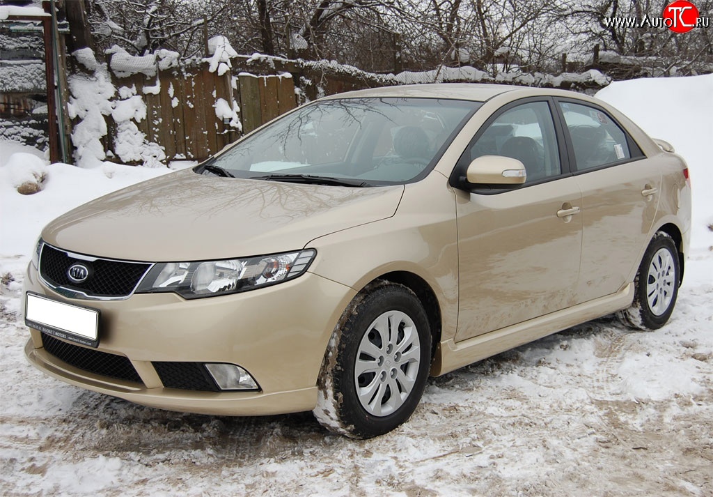 4 599 р. Накладка на передний бампер GT Dynamics KIA Cerato 2 TD седан (2008-2013) (Неокрашенная)  с доставкой в г. Майкоп
