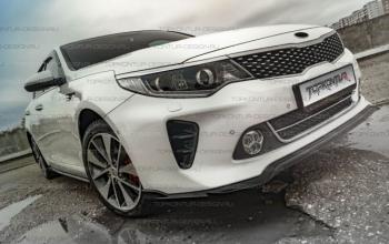 8 499 р. Юбка переднего бампера (только GT-Line бампер) TopKontur Design KIA Optima 4 JF дорестайлинг седан (2016-2018) (Неокрашенная)  с доставкой в г. Майкоп. Увеличить фотографию 2