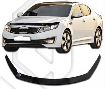 3 199 р. Дефлектор капота CA-Plastiс Exclusive KIA Optima 3 TF дорестайлинг седан (2010-2013) (серия Classic черный, Без надписи)  с доставкой в г. Майкоп. Увеличить фотографию 2