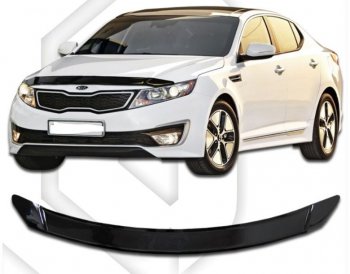 1 959 р. Дефлектор капота CA-Plastic KIA Optima 3 TF дорестайлинг седан (2010-2013) (серия Classic черный, Без надписи)  с доставкой в г. Майкоп. Увеличить фотографию 2