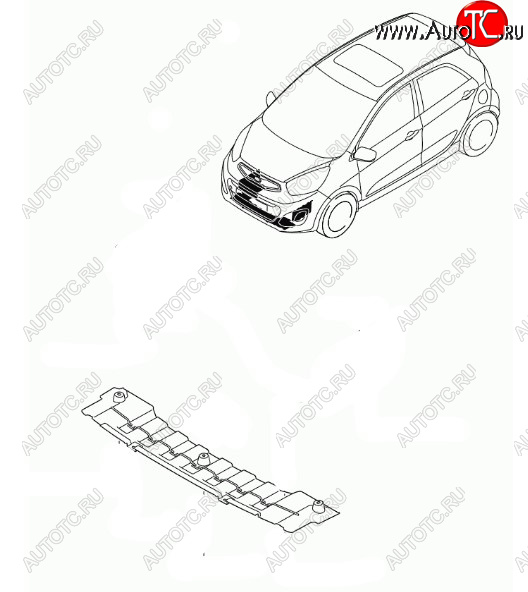 989 р. Пыльник переднего бампера HYUNDAI/KIA/MOBIS KIA Picanto 2 TA хэтчбэк 5 дв. дорестайлинг (2011-2015)  с доставкой в г. Майкоп