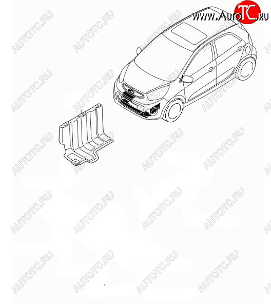 1 849 р. Правый защита двигателя (пыльник) HYUNDAI/KIA/MOBIS KIA Picanto 2 TA хэтчбэк 3 дв. дорестайлинг (2011-2015)  с доставкой в г. Майкоп