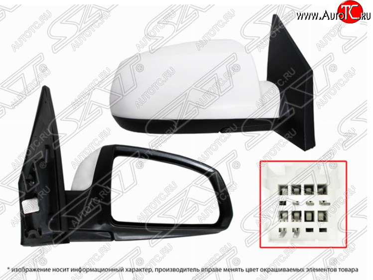 2 579 р. Правое зеркало заднего вида SAT (регулировка, обогрев, 5 контактов) KIA Rio 2 JB дорестайлинг седан (2005-2009) (Неокрашенное)  с доставкой в г. Майкоп