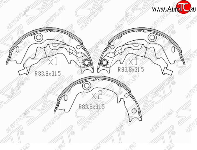 1 479 р. Колодки ручного тормоза SAT KIA Rio 2 JB дорестайлинг седан (2005-2009)  с доставкой в г. Майкоп