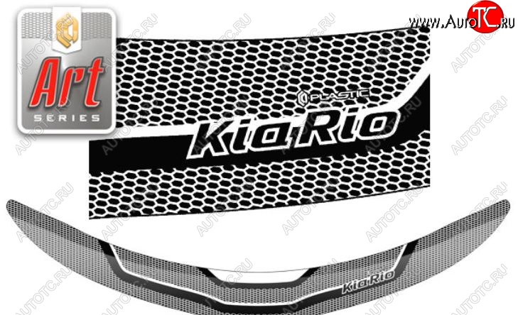 2 199 р. Дефлектор капота CA-Plastiс  KIA Rio  3 QB (2015-2017) рестайлинг седан (Серия Art графит)  с доставкой в г. Майкоп