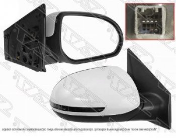 Правое зеркало заднего вида SAT (обогрев, поворот, 6 контактов) KIA Rio 3 QB дорестайлинг седан (2011-2015)