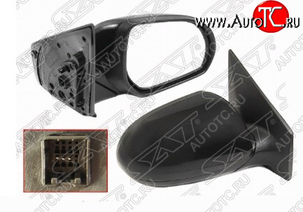 3 299 р. Правое боковое зеркало заднего вида SAT (3 контакта, без обогрева) KIA Rio 3 QB дорестайлинг седан (2011-2015) (Неокрашенное)  с доставкой в г. Майкоп