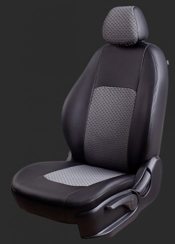 Чехлы для сидений Lord Autofashion Турин (экокожа/жаккард, спинка 60/40, 2 Г-образных подголовника) KIA Rio  3 QB (2011-2017) хэтчбек 5 дв. дорестайлинг, хэтчбек 5 дв. рестайлинг (Черный, вставка жаккард Черный Тропик)