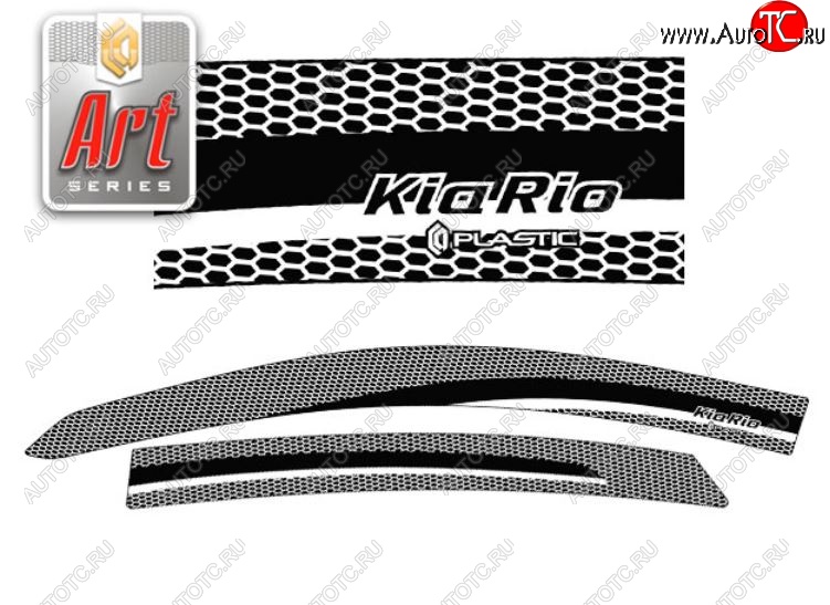 2 199 р. Дефлектора окон CA-Plastic KIA Rio 3 QB дорестайлинг седан (2011-2015) (Серия Art графит, Без хром.молдинга, Крепление только на скотч)  с доставкой в г. Майкоп