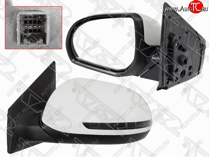 2 899 р. Левое боковое зеркало заднего вида SAT (поворот, 5 контактов) KIA Rio 3 QB дорестайлинг седан (2011-2015) (Неокрашенное)  с доставкой в г. Майкоп