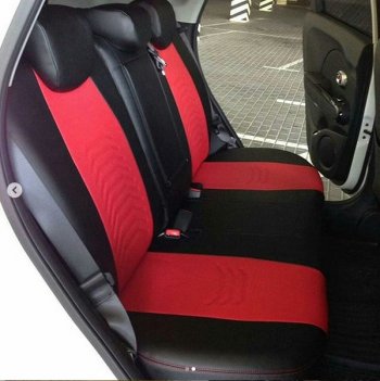10 899 р. Чехлы для сидений Lord Autofashion Денвер (экокожа)  KIA Rio  3 QB (2011-2017) дорестайлинг седан, рестайлинг седан (Чёрный, вставка красная)  с доставкой в г. Майкоп. Увеличить фотографию 4