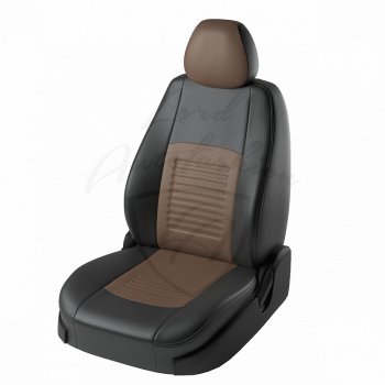 Чехлы для сидений Lord Autofashion Турин (экокожа) KIA Rio 3 QB дорестайлинг седан (2011-2015) (Чёрный, вставка коричневая)