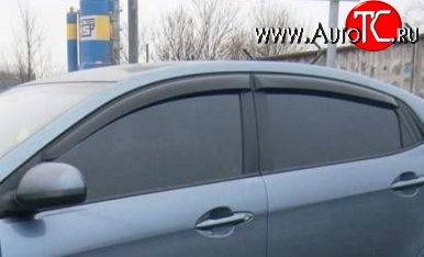 1 149 р. Комплект дефлекторов окон (ветровиков) 4 шт. Russtal KIA Rio 3 QB дорестайлинг седан (2011-2015)  с доставкой в г. Майкоп