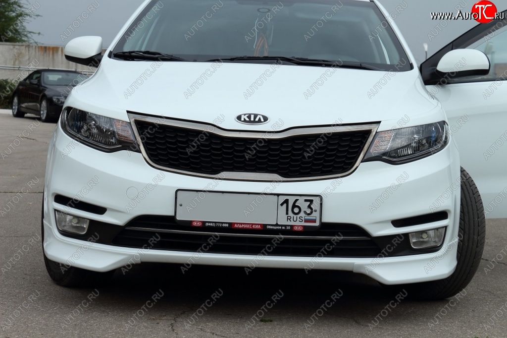 3 799 р. Накладки на передний бампер (рестайлинг) BS  KIA Rio  3 QB (2015-2017) рестайлинг седан (Неокрашенная)  с доставкой в г. Майкоп