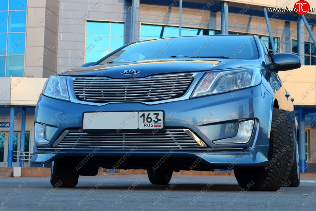 3 799 р. Накладки на передний бампер BS KIA Rio 3 QB хэтчбек 5 дв. дорестайлинг (2011-2015) (Неокрашенная)  с доставкой в г. Майкоп
