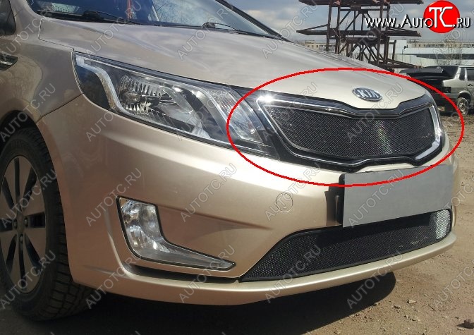 1 539 р. Сетка в решетку радиатора (к-я Premium) Russtal KIA Rio 3 QB хэтчбек 5 дв. дорестайлинг (2011-2015) (черная)  с доставкой в г. Майкоп