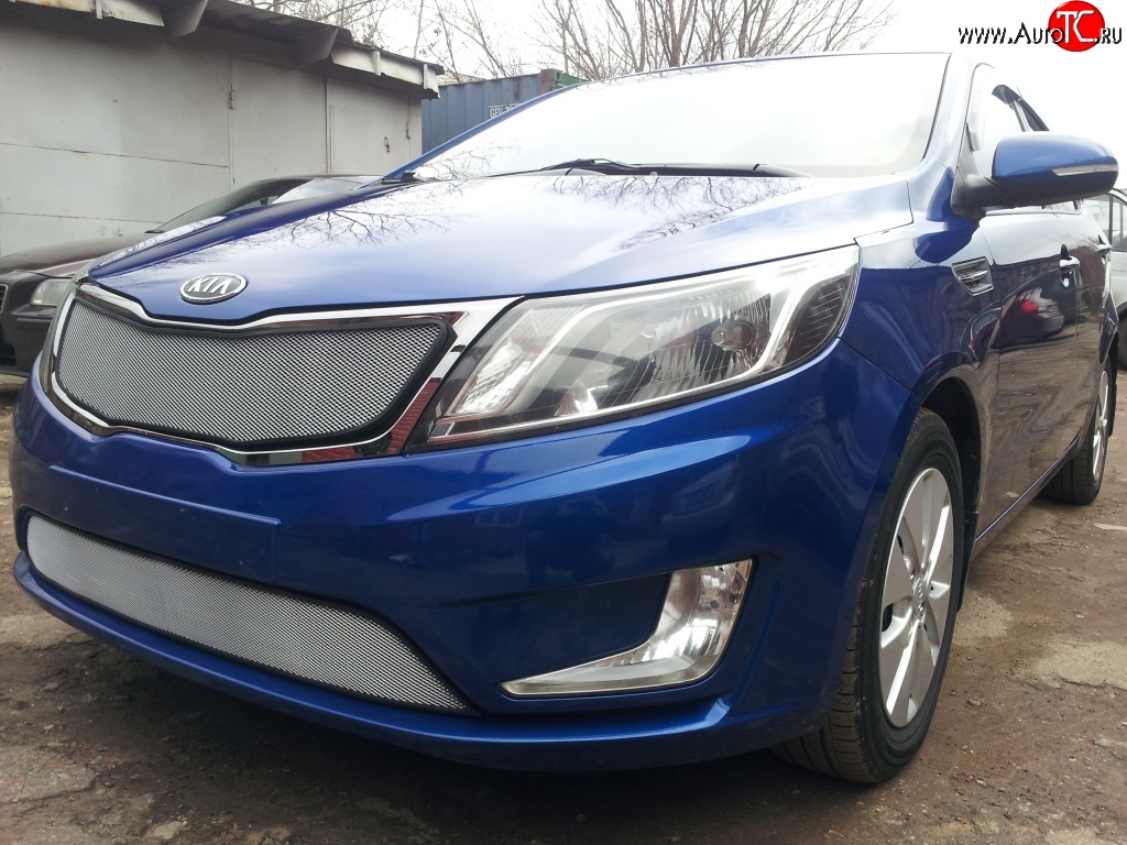 1 539 р. Нижняя сетка на бампер Russtal (хром) KIA Rio 3 QB хэтчбек 5 дв. дорестайлинг (2011-2015)  с доставкой в г. Майкоп