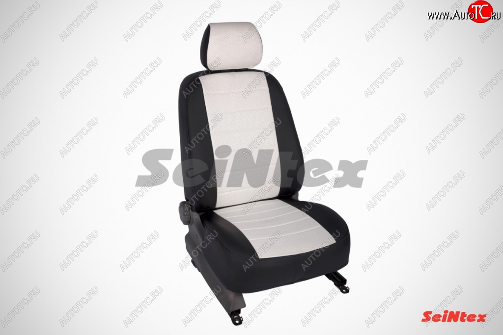 5 999 р. Чехлы для сидений SeiNtex (экокожа, белый цвет, 4 подголовника)  KIA Rio  3 QB (2011-2017) хэтчбек 5 дв. дорестайлинг, хэтчбек 5 дв. рестайлинг  с доставкой в г. Майкоп
