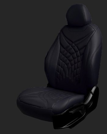 Чехлы для сидений Lord Autofashion Байрон ЖУК (экокожа, спинка 60/40, 3 Г-образных подголовника) KIA Rio ( 4 FB,  X-line,  4 YB,  X) (2016-2025) дорестайлинг седан, дорестайлинг, хэтчбэк, рестайлинг, рестайлинг седан, рестайлинг, хэтчбэк (Черный, вставка черная, строчка черная)