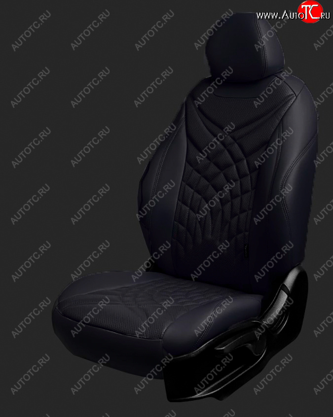 21 349 р. Чехлы для сидений Lord Autofashion Байрон ЖУК (экокожа, спинка 60/40, 3 Г-образных подголовника)  KIA Rio ( 4 FB,  X-line,  4 YB,  X) (2016-2025) дорестайлинг седан, дорестайлинг, хэтчбэк, рестайлинг, рестайлинг седан, рестайлинг, хэтчбэк (Черный, вставка черная, строчка черная)  с доставкой в г. Майкоп