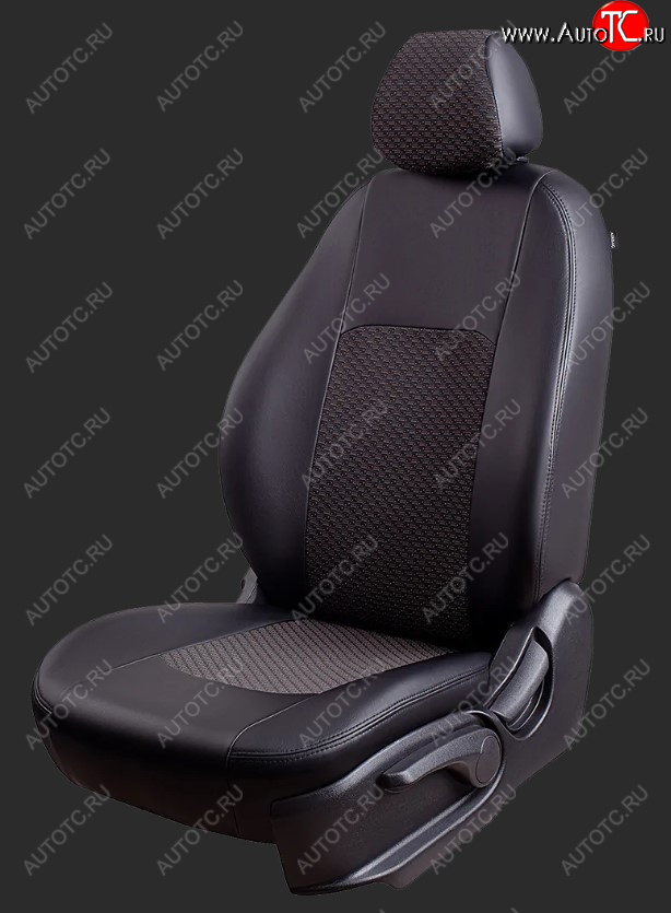 5 399 р. Чехлы для сидений Lord Autofashion Турин (экокожа/жаккард, спинка 60/40, 3 Г-образных подголовника) KIA Rio 4 FB дорестайлинг седан (2016-2020) (Черный, вставка жаккард Чёрный Мокка)  с доставкой в г. Майкоп