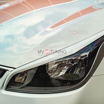 1 799 р. Реснички на фары MV-Tuning  KIA Rio ( 4 FB,  4 YB) (2016-2020) дорестайлинг седан, дорестайлинг, хэтчбэк (Неокрашенные)  с доставкой в г. Майкоп. Увеличить фотографию 2