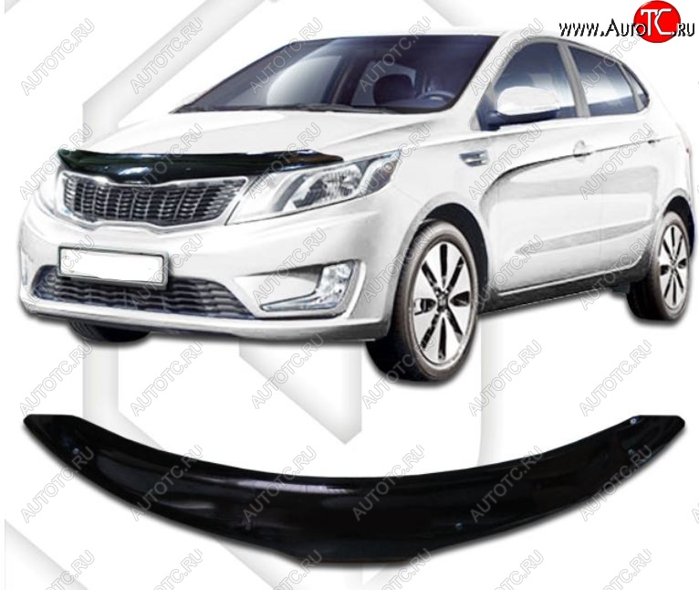 2 099 р. Дефлектор капота CA-Plastiс KIA Rio 3 QB хэтчбек 5 дв. дорестайлинг (2011-2015) (серия Classic черный, Без надписи)  с доставкой в г. Майкоп