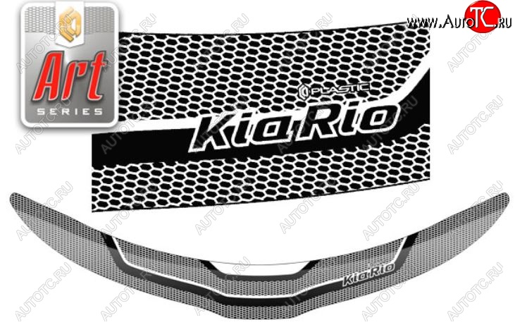 2 199 р. Дефлектор капота CA-Plastiс  KIA Rio  3 QB (2011-2015) хэтчбек 5 дв. дорестайлинг (серия Art черная)  с доставкой в г. Майкоп