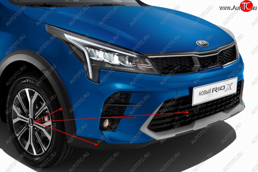 9 549 р. Накладка переднего бампера Original KIA Rio X рестайлинг (2020-2025)  с доставкой в г. Майкоп