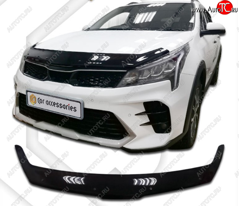2 099 р. Дефлектор капота на CA-Plastic KIA Rio X рестайлинг (2020-2025) (Classic черный, Без надписи)  с доставкой в г. Майкоп