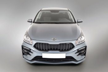 18 199 р. Передний бампер Kudos Original KIA Rio 4 FB дорестайлинг седан (2016-2020) (Под прямоугольные ДХО с ПТФ, Неокрашенный)  с доставкой в г. Майкоп. Увеличить фотографию 2