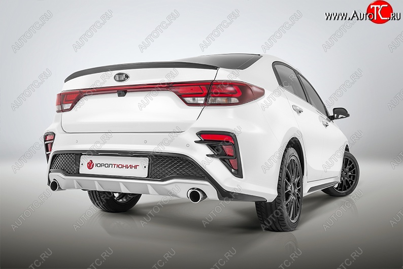 17 699 р. Задний бампер Kudos  KIA Rio  4 FB (2016-2020) дорестайлинг седан (Под парктроник и раздвоенный глушитель, Неокрашенный)  с доставкой в г. Майкоп