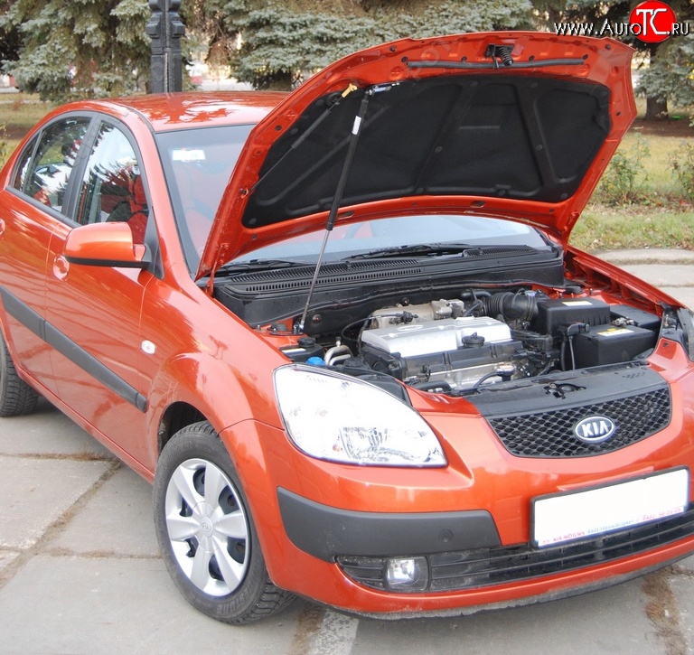 2 969 р. Упор капота Sport  KIA Rio  2 JB (2005-2011) дорестайлинг седан, дорестайлинг, хэтчбэк 5 дв., рестайлинг, хэтчбэк 5 дв.  с доставкой в г. Майкоп