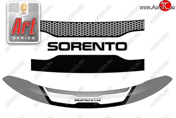 2 299 р. Дефлектор капота CA-Plastiс  KIA Sorento  XM (2009-2012) дорестайлинг (серия Art белая)  с доставкой в г. Майкоп