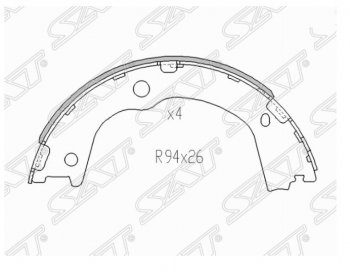 Колодки ручного тормоза SAT KIA Sorento XM дорестайлинг (2009-2012)