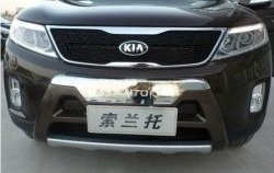 5 449 р. Накладка на передний бампер SuvStyle KIA Sorento XM рестайлинг (2012-2015) (Неокрашенная)  с доставкой в г. Майкоп. Увеличить фотографию 2