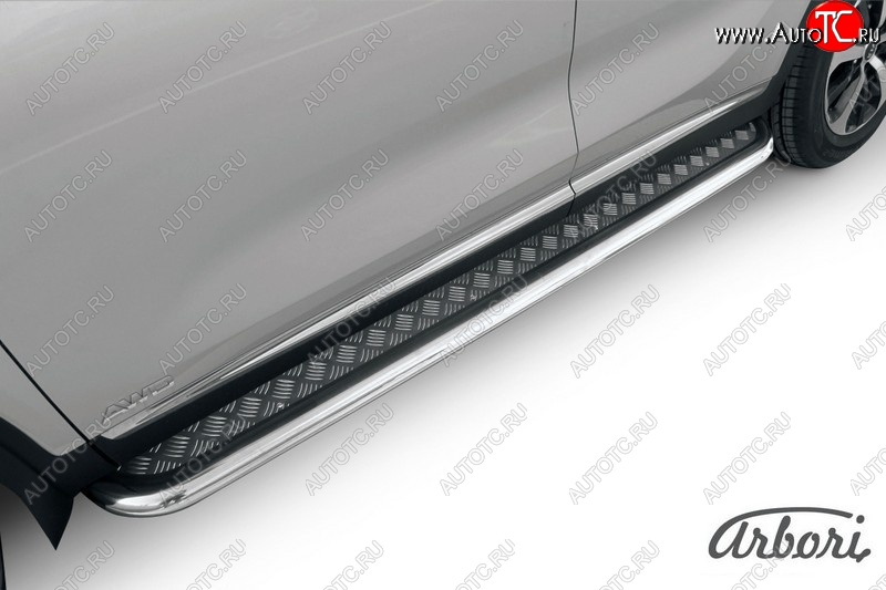 20 519 р. Защита штатных порогов с листом Arbori (нержавейка, алюминий, d57 mm) KIA Sorento UM/Prime дорестайлинг (2014-2018)  с доставкой в г. Майкоп