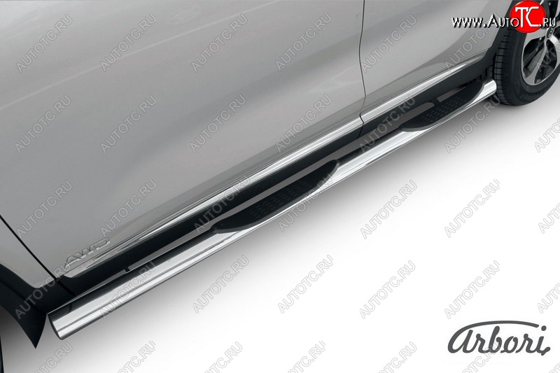 20 519 р. Защита штатных порогов Arbori (с проступью, нержавейка, d76 mm). KIA Sorento UM/Prime дорестайлинг (2014-2018)  с доставкой в г. Майкоп