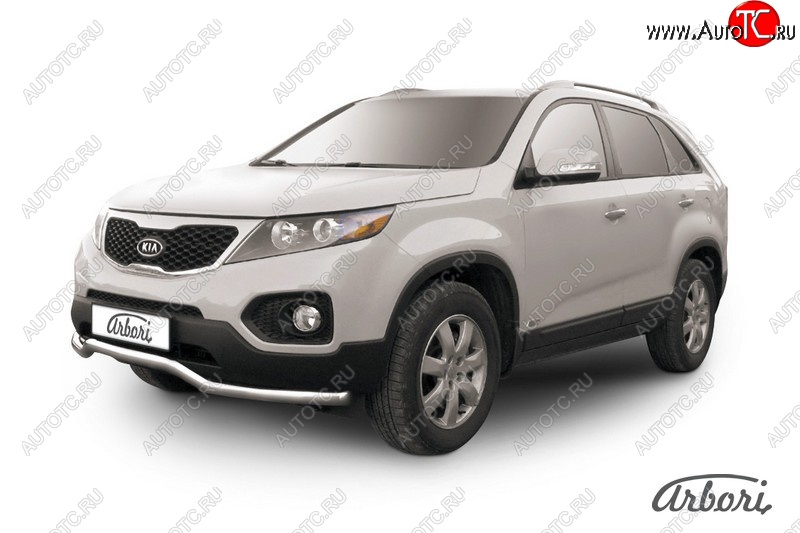 15 299 р. Защита переднего бампера Arbori (волна, нержавейка, 1 труба d57 mm). KIA Sorento XM дорестайлинг (2009-2012)  с доставкой в г. Майкоп