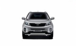 Защита переднего бампера двойная из труб d63/51 мм Petroil Tuning KIA Sorento XM рестайлинг (2012-2015) (Нержавеющая полированная сталь)