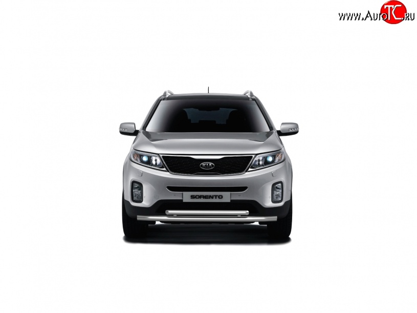 22 139 р. Защита переднего бампера двойная из труб d63/51 мм Petroil Tuning KIA Sorento XM рестайлинг (2012-2015) (Нержавеющая полированная сталь)  с доставкой в г. Майкоп