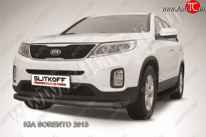 10 649 р. Защита переднего бампера из трубы d76 Slitkoff KIA Sorento XM рестайлинг (2012-2015) (Цвет: серебристый)  с доставкой в г. Майкоп