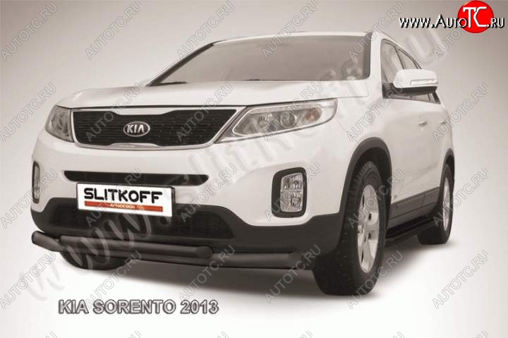 11 449 р. Защита переднего бампера из труб d76+57 Slitkoff (двойная)  KIA Sorento  XM (2012-2015) рестайлинг (Цвет: серебристый)  с доставкой в г. Майкоп