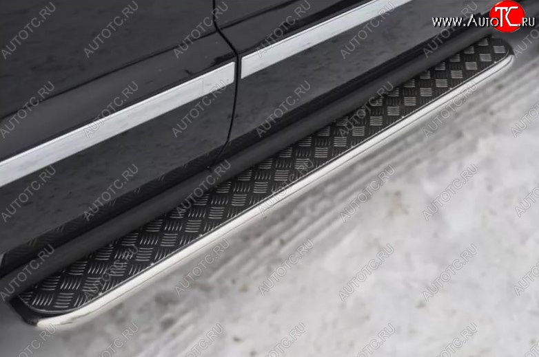 35 549 р. Порожки для ног (Ø42) SLITKOFF  KIA Sorento ( XM,  UM/Prime) (2012-2020) рестайлинг, дорестайлинг (лист - нержавейка, профиль - нержавейка)  с доставкой в г. Майкоп