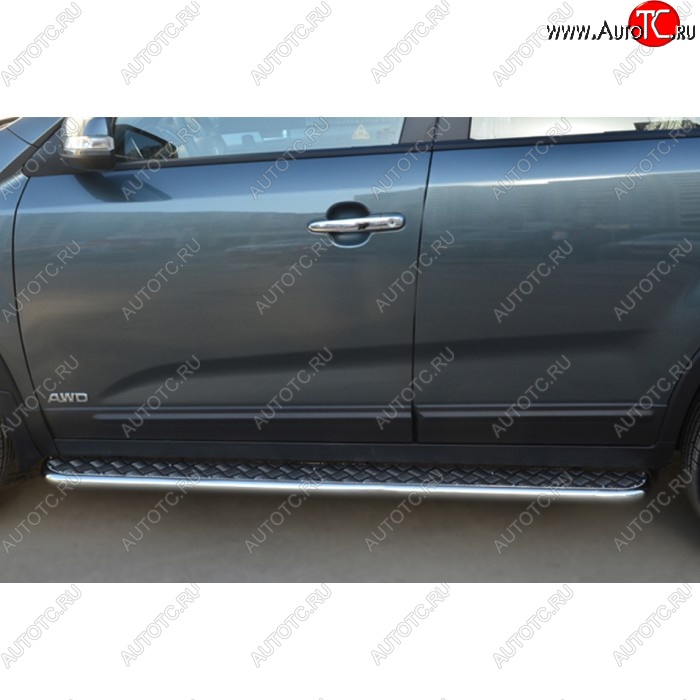 22 999 р. Широкая защита порогов с трубой диаметром 42 мм SLITKOFF v2  KIA Sorento  XM (2012-2015) рестайлинг  с доставкой в г. Майкоп